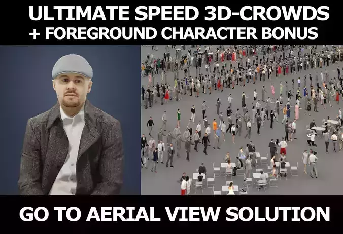 3d crowds and Master Cap Foreground Sitting Winter Man 3D Model Collection