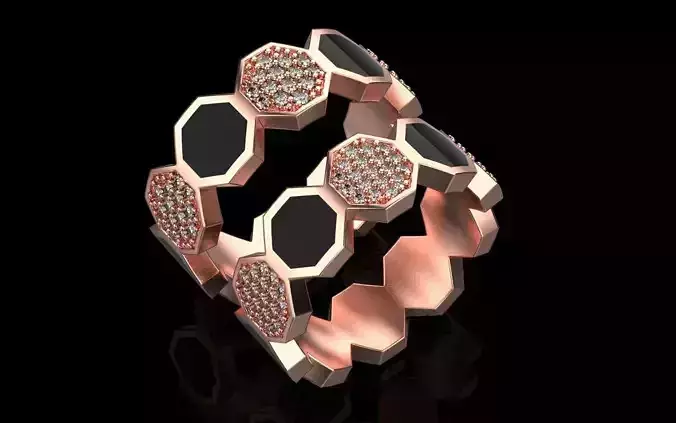 Wedding ring octagon enamel