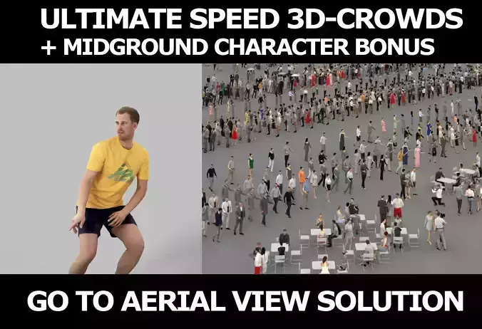 3d crowds and Mistery midground Casual Sports Man football 3D Model Collection
