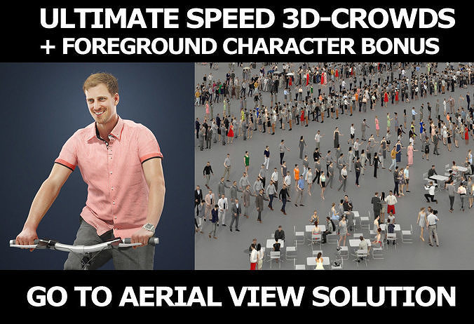 3d crowds and Mistery foreground Smart Man Bike Bicycle 3D Model Collection
