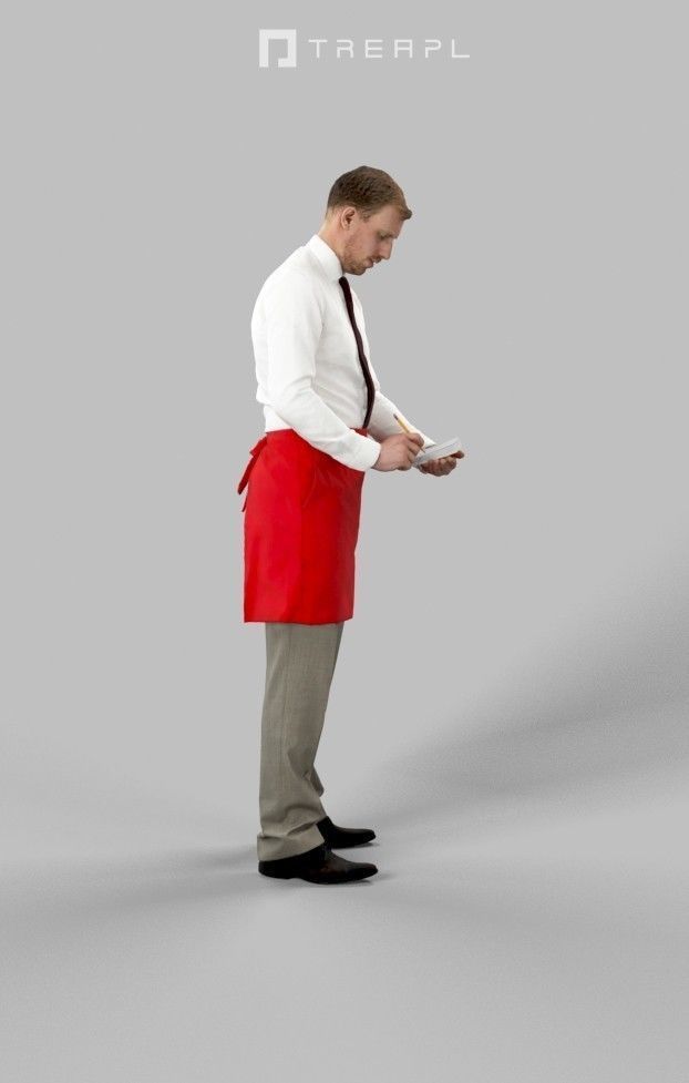 3d crowds Mistery taking order A midground Man Waiter  3D Model Collection_13