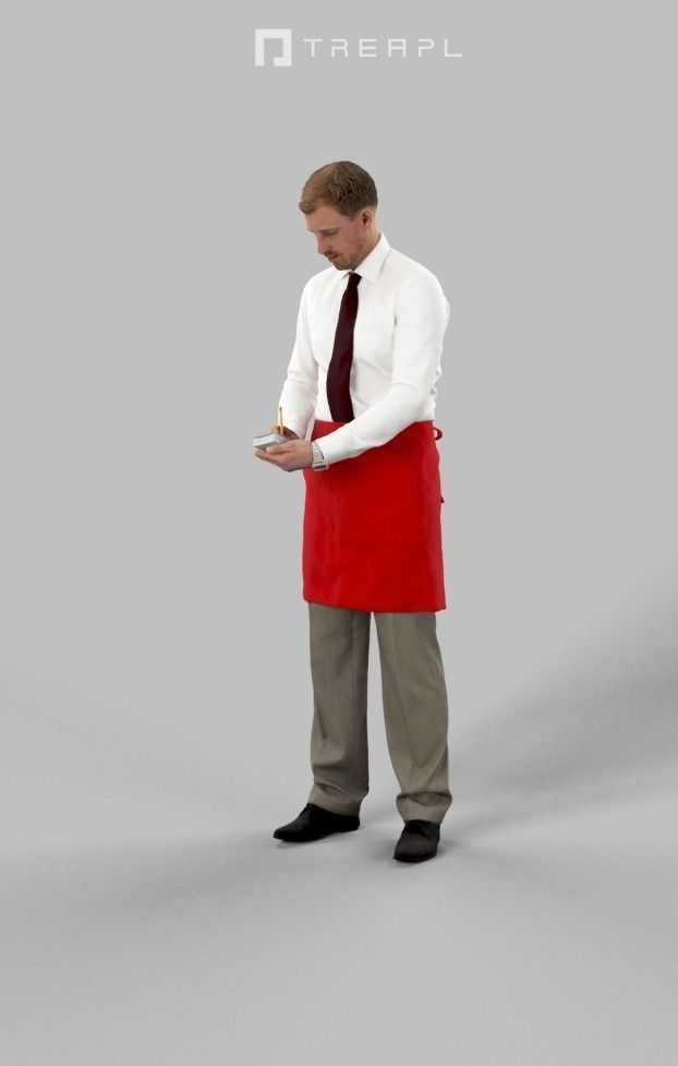 3d crowds Mistery taking order A midground Man Waiter  3D Model Collection_14
