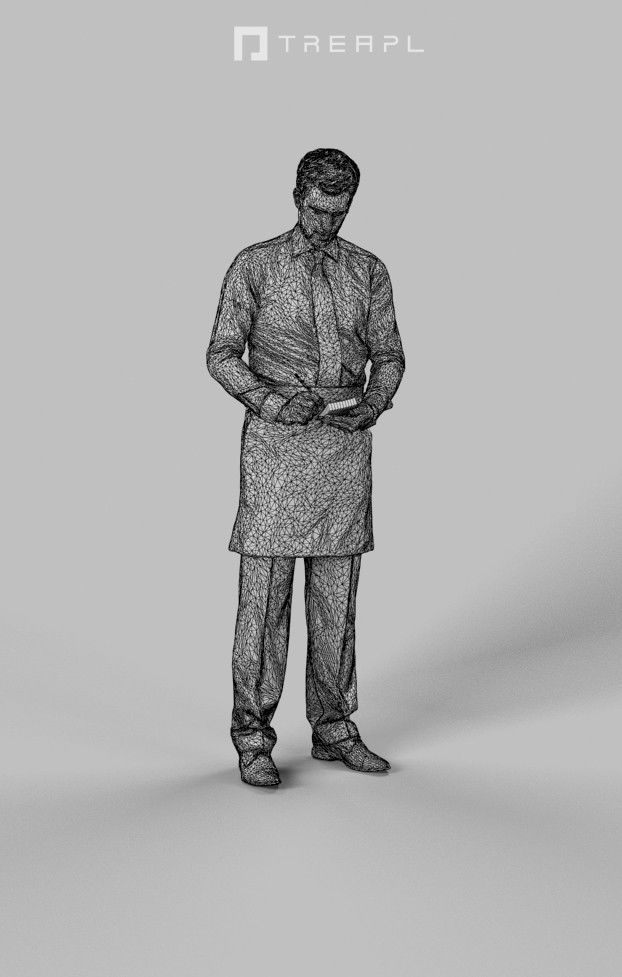 3d crowds Mistery taking order A midground Man Waiter  3D Model Collection_18