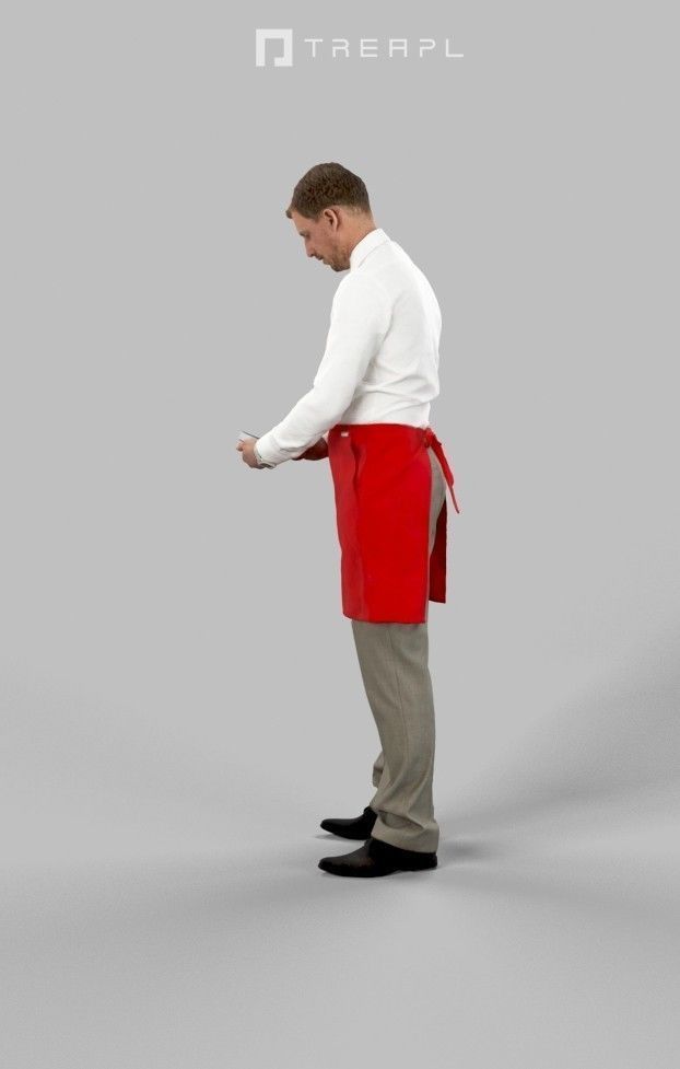 3d crowds Mistery taking order A midground Man Waiter  3D Model Collection_17