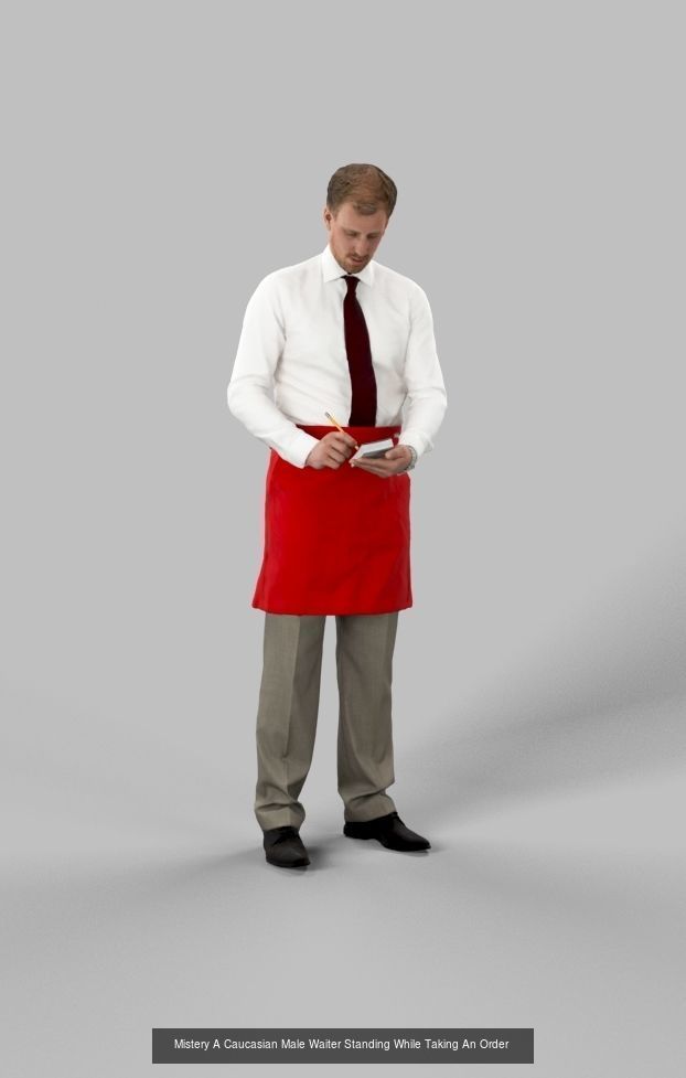 3d crowds Mistery taking order A midground Man Waiter  3D Model Collection_1