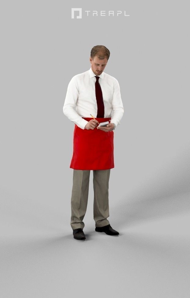 3d crowds Mistery taking order A midground Man Waiter  3D Model Collection_12