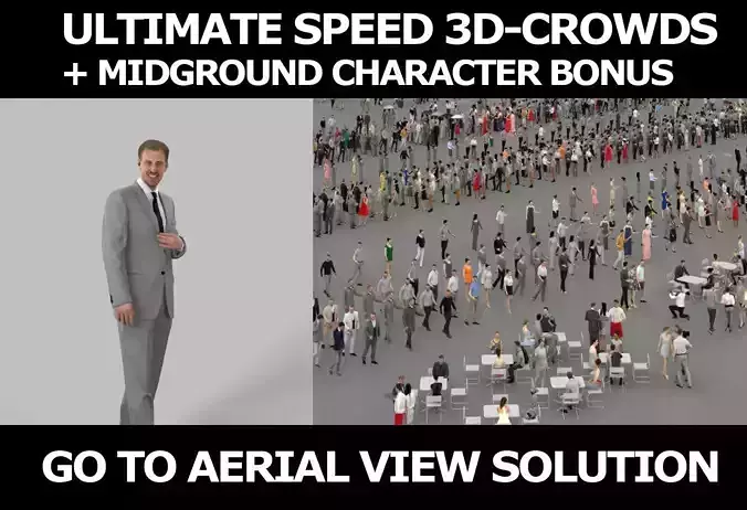 3d crowds Mistery listening Elegant Business Man  3D Model Collection