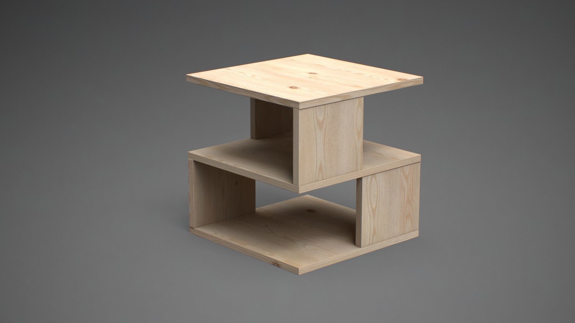 Kaiya End Table Pine finish Low-poly 3D model_5