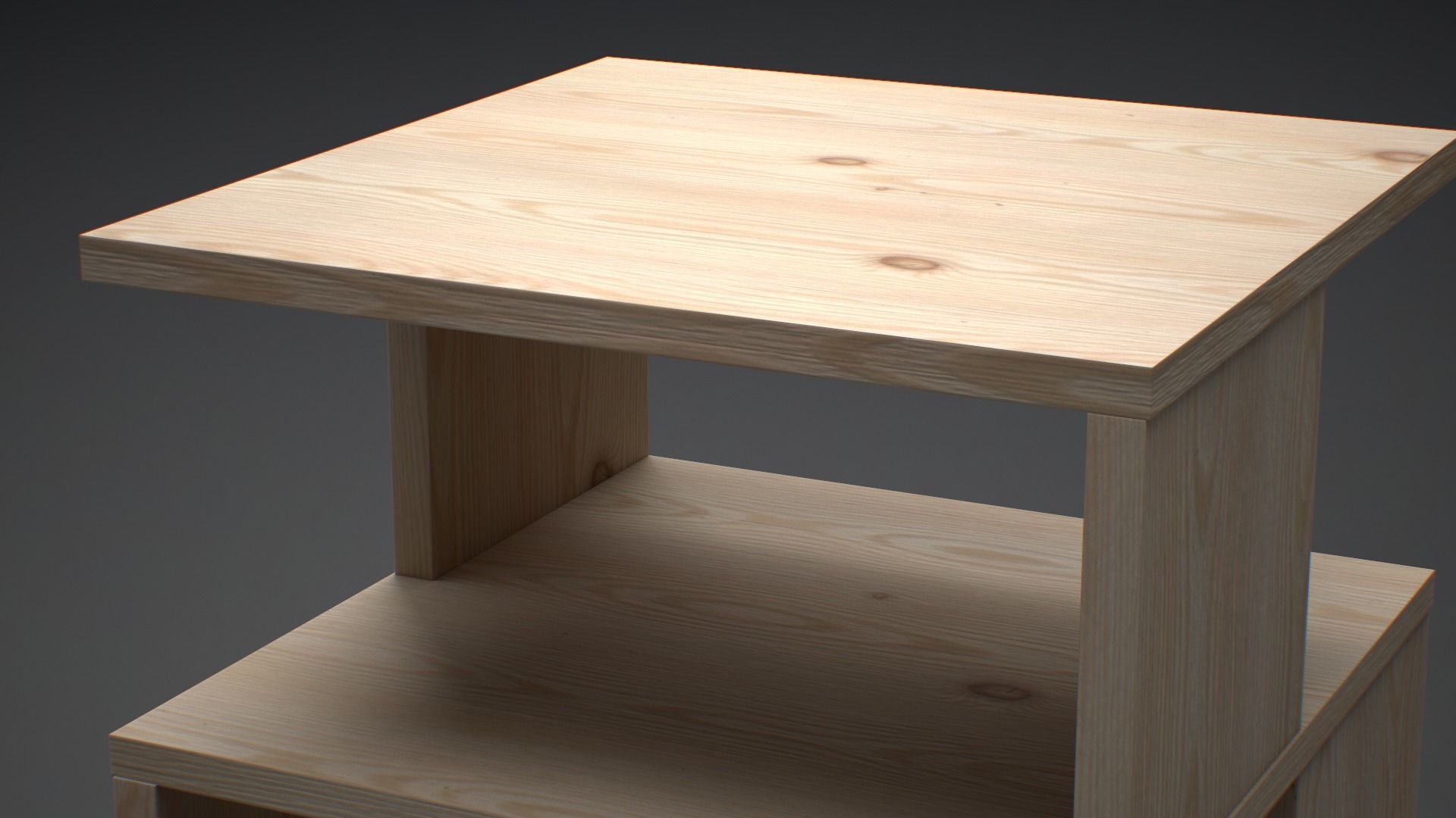 Kaiya End Table Pine finish Low-poly 3D model_3