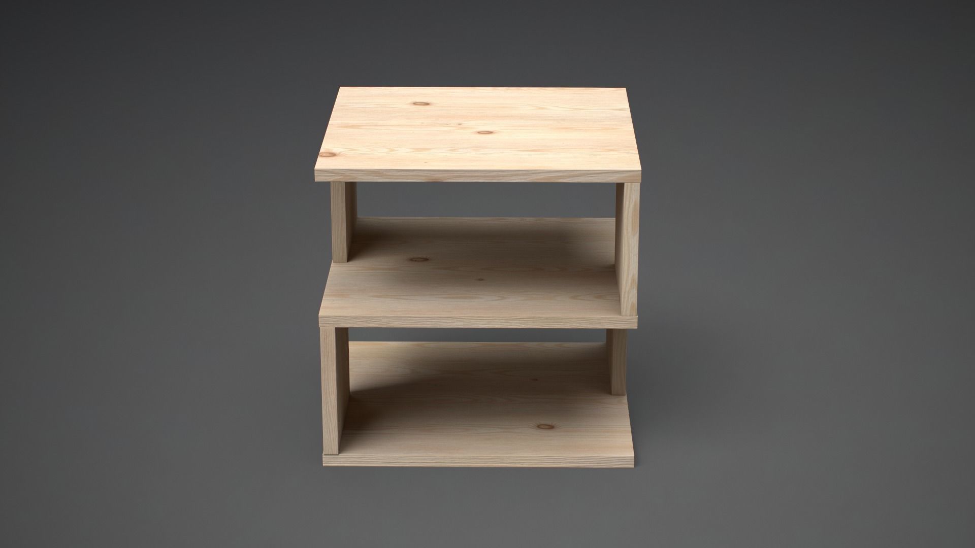 Kaiya End Table Pine finish Low-poly 3D model_2