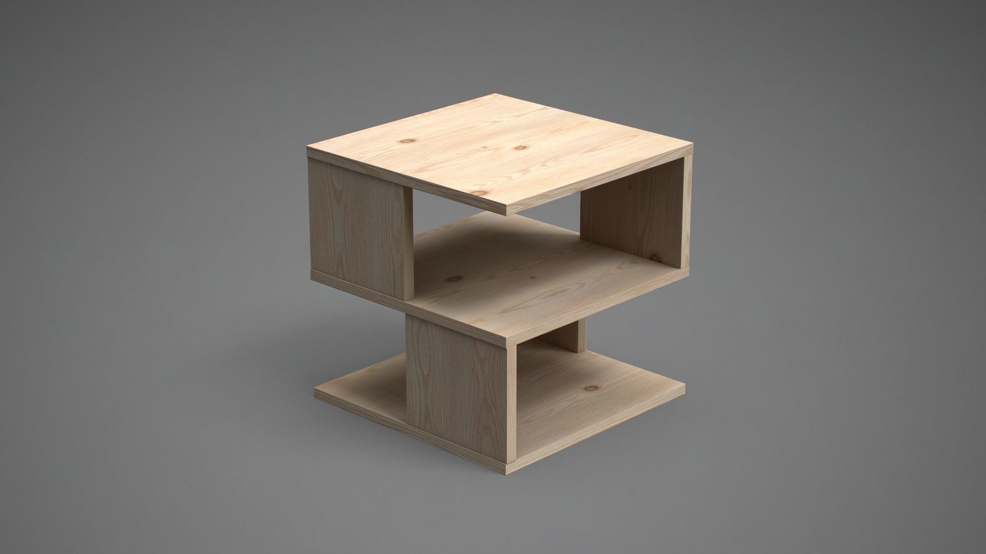 Kaiya End Table Pine finish Low-poly 3D model_1