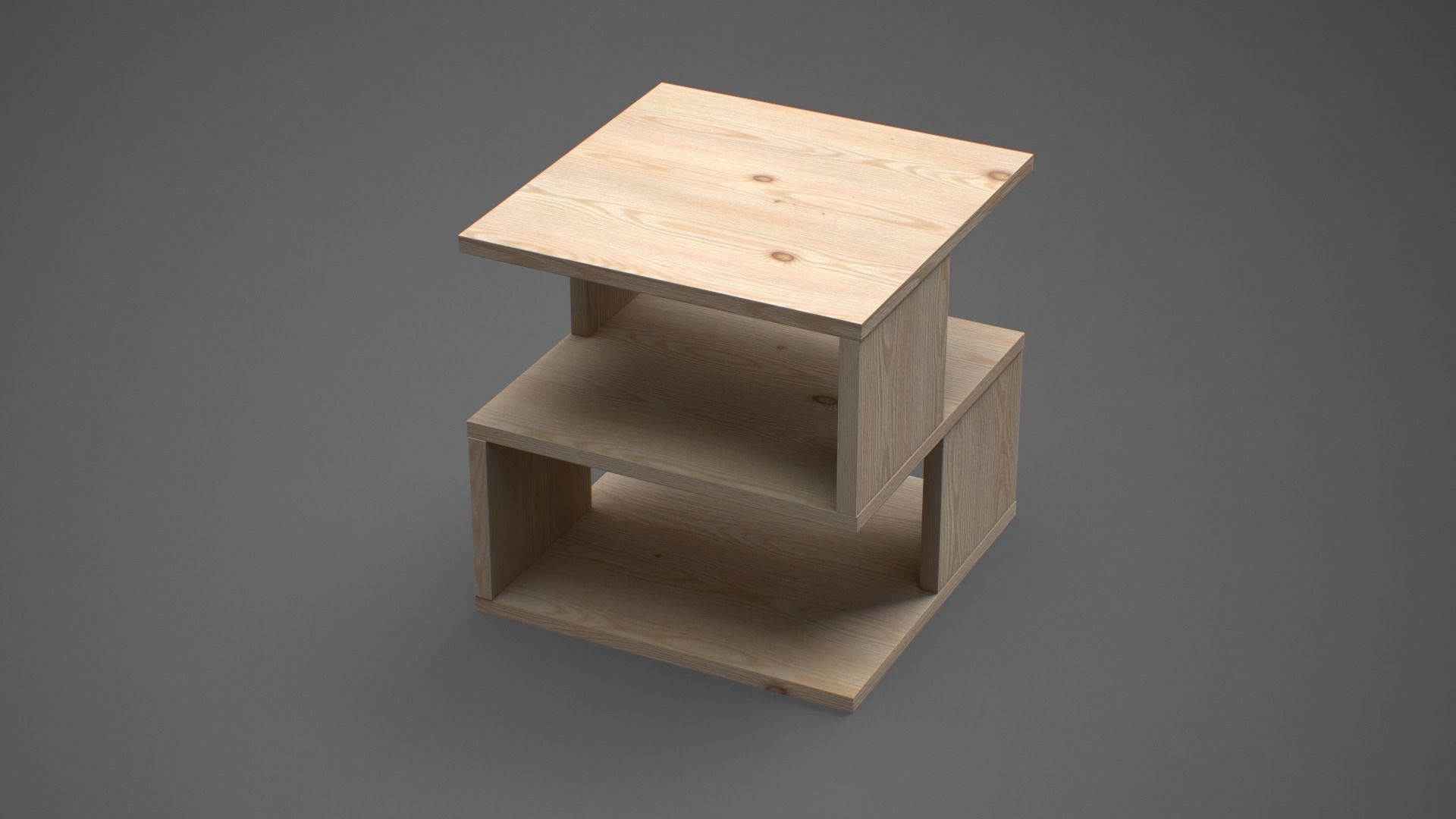 Kaiya End Table Pine finish Low-poly 3D model_4