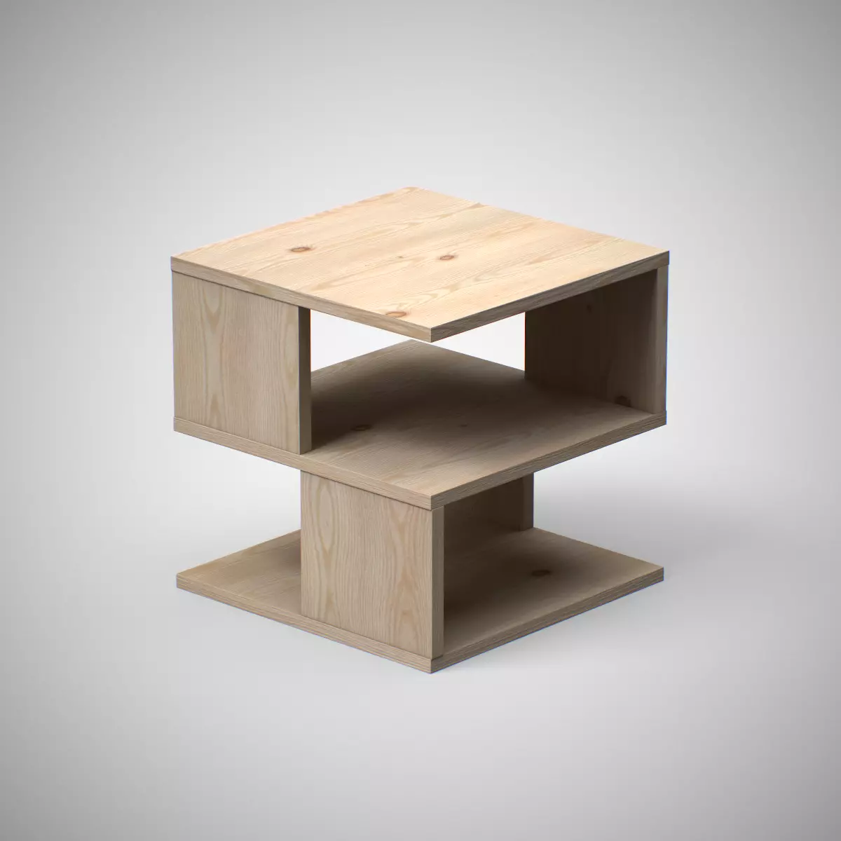 Kaiya End Table Pine finish Low-poly 3D model_0