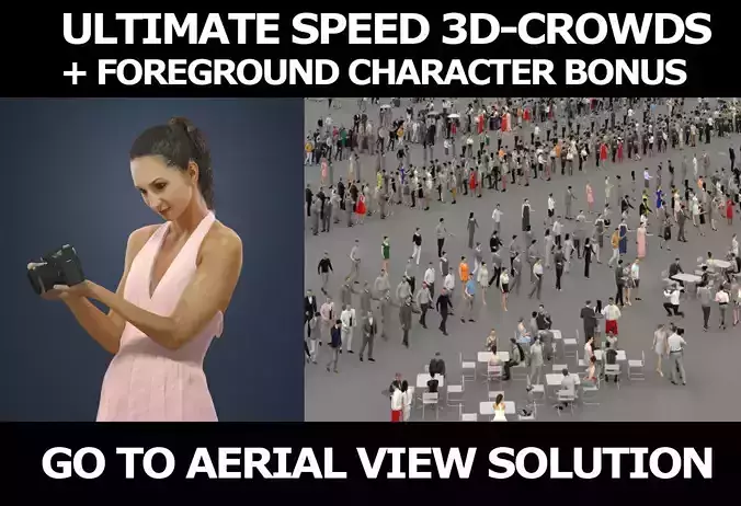 3d crowds and Mirage Foreground Summer Woman Camera 3D Model Collection