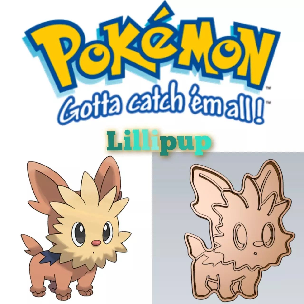 Amazing Pokemon Lillipup Cookie Cutter Stamp Cake Decorating  3D model_0
