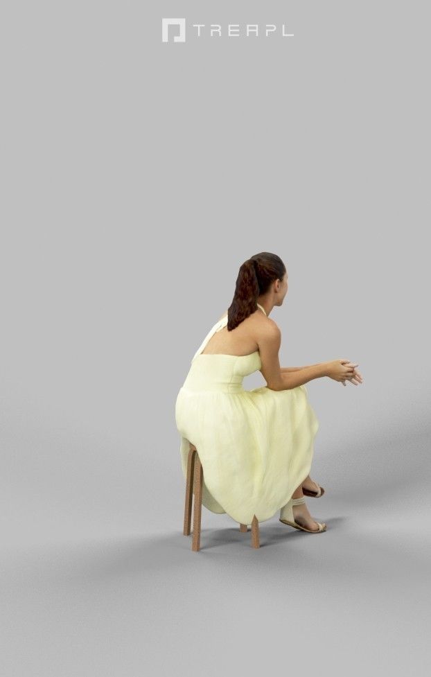 3d crowds and Mirage Midground Summer Sitting Woman 3D Model Collection_16