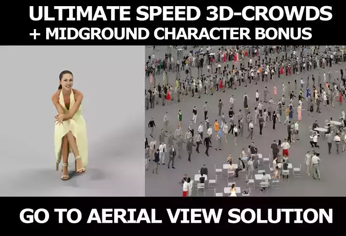 3d crowds and Mirage Midground Summer Sitting Woman 3D Model Collection
