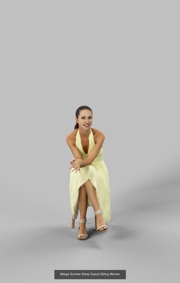 3d crowds and Mirage Midground Summer Sitting Woman 3D Model Collection_1