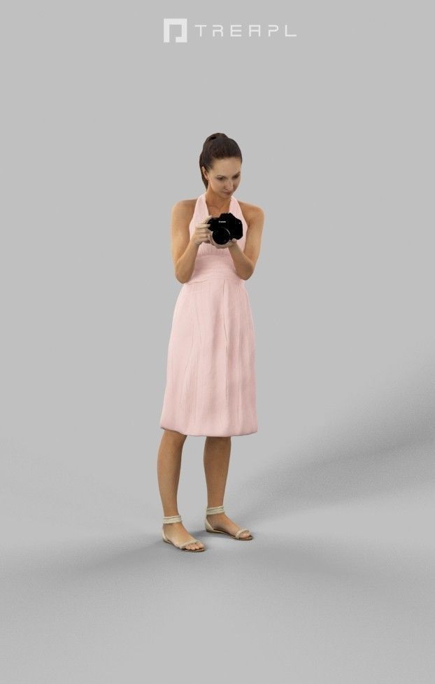 3d crowds and Mirage Midground Summer Casual Woman Camera 3D Model Collection_12