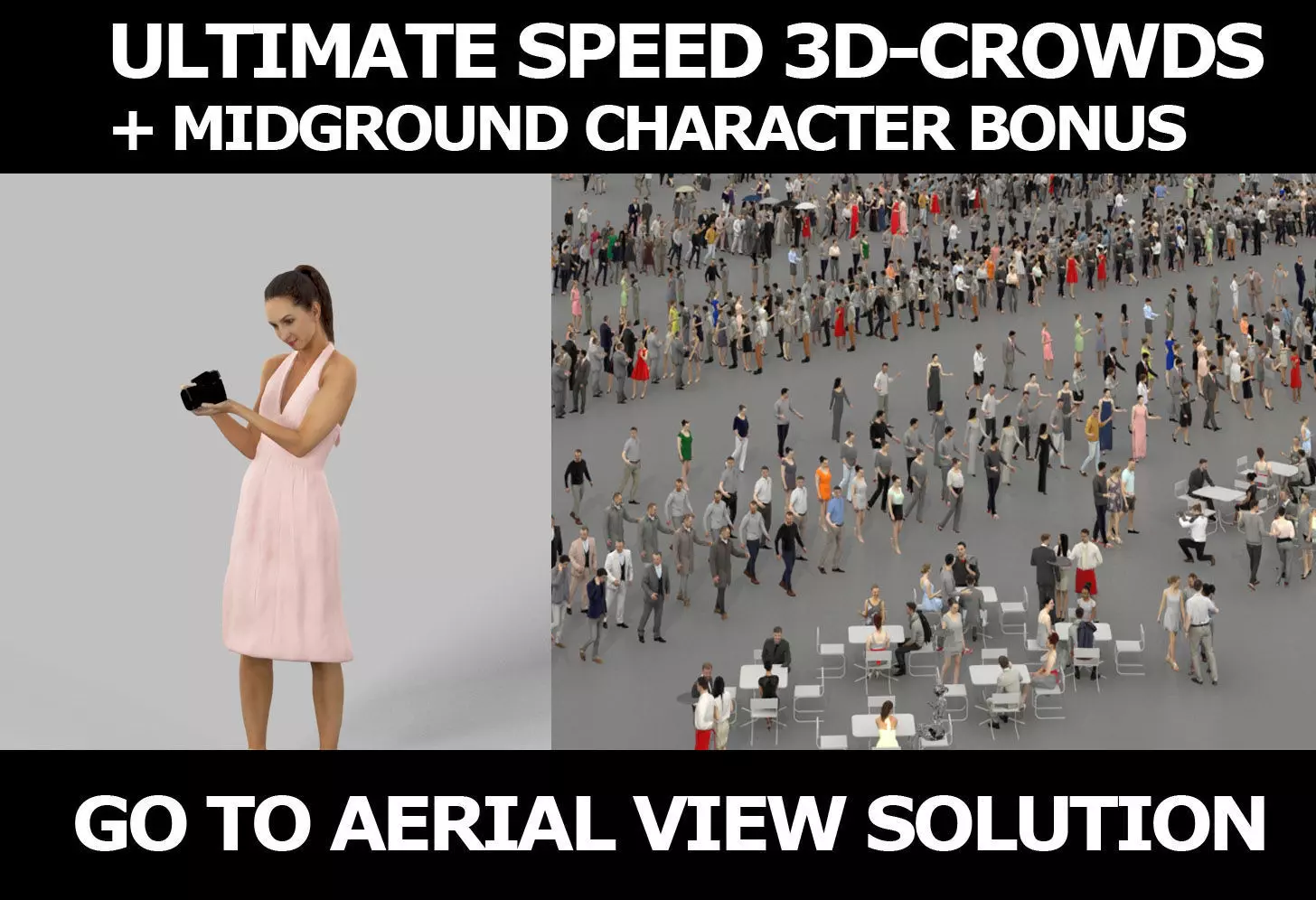 3d crowds and Mirage Midground Summer Casual Woman Camera 3D Model Collection_0