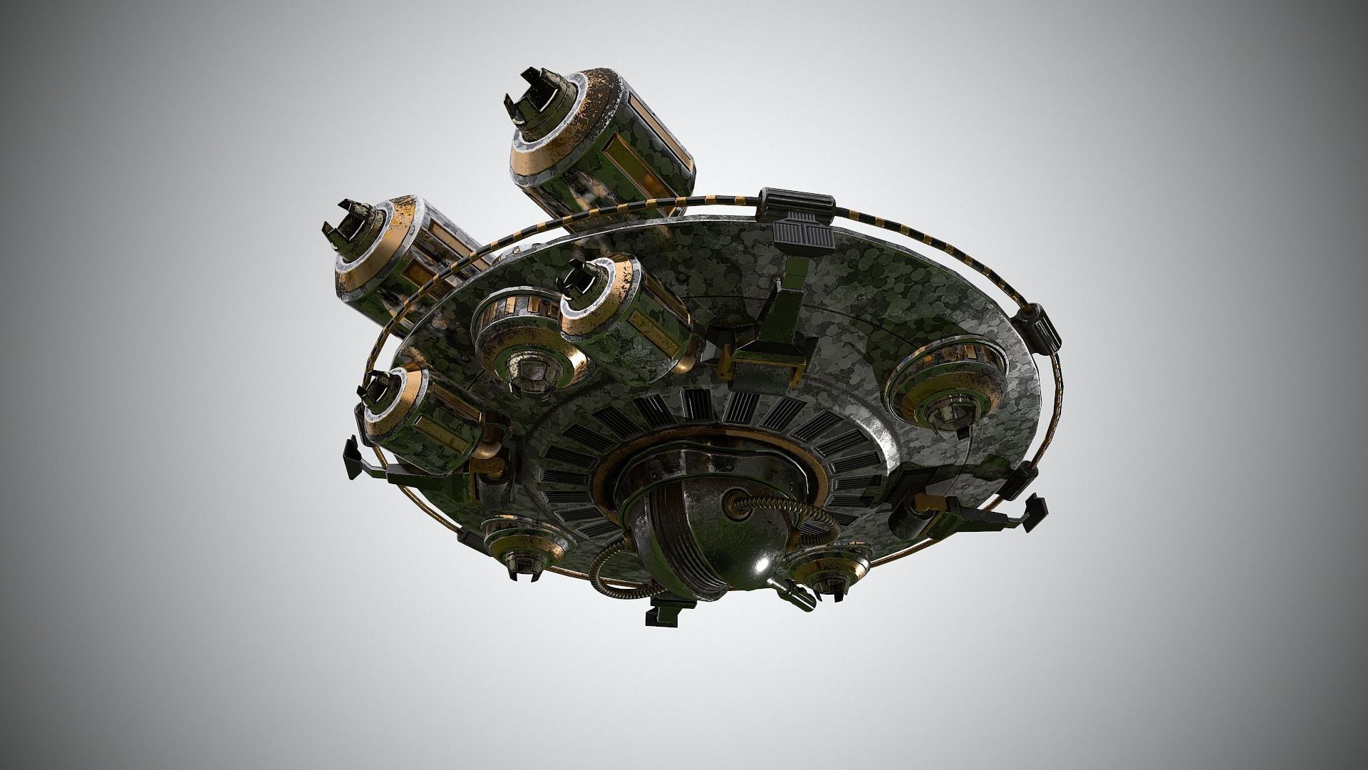 Spaceship Low-poly 3D model_6