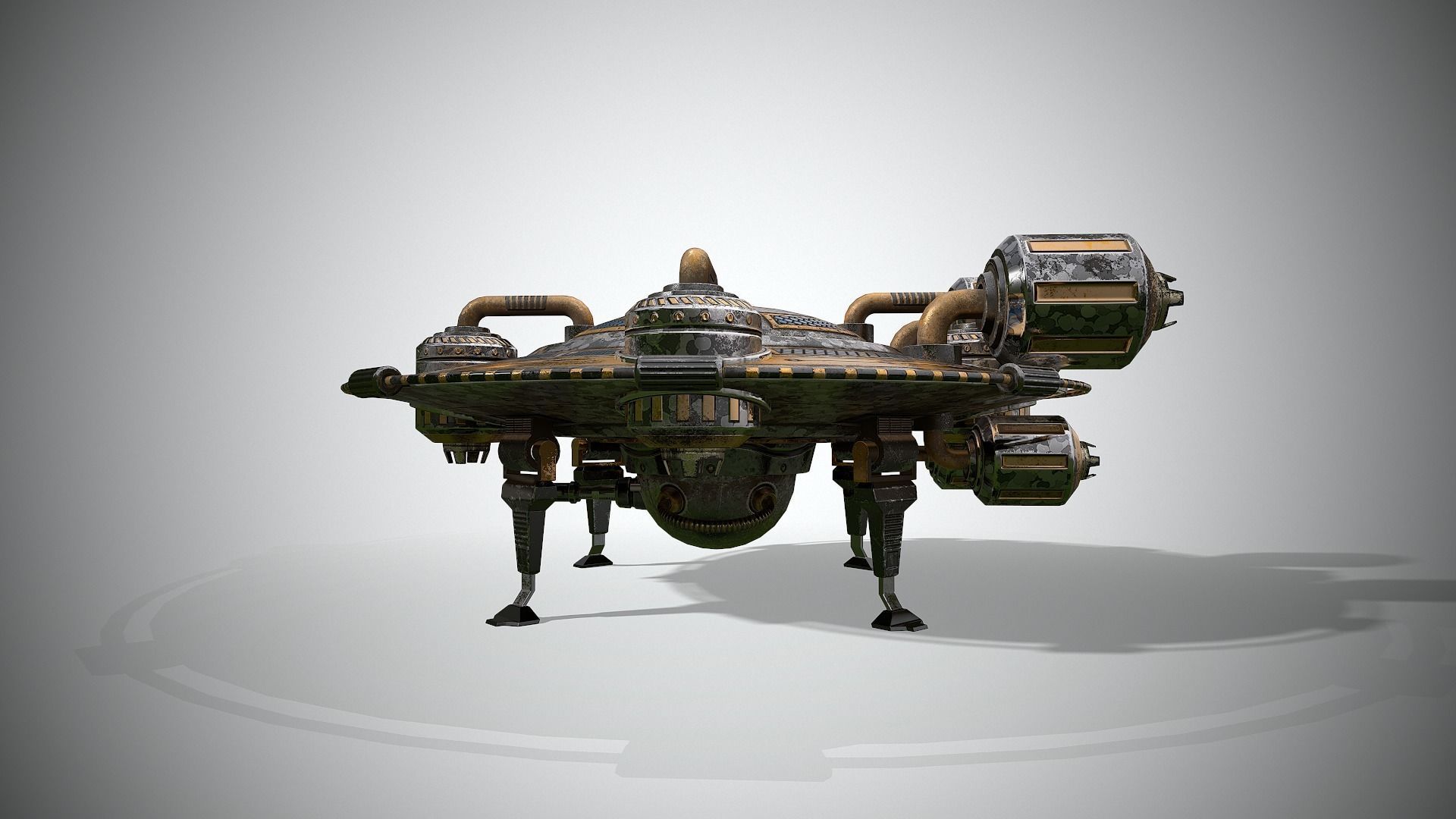 Spaceship Low-poly 3D model_7