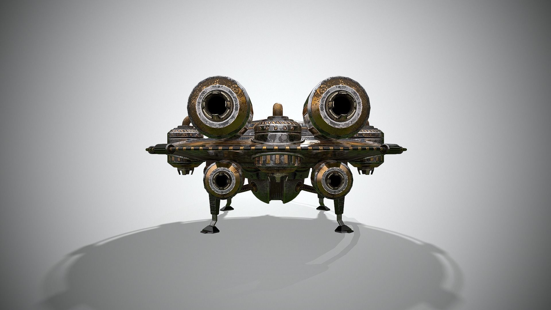 Spaceship Low-poly 3D model_9