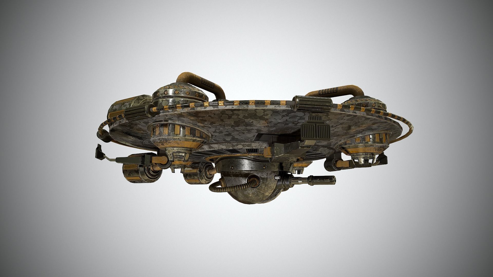 Spaceship Low-poly 3D model_4