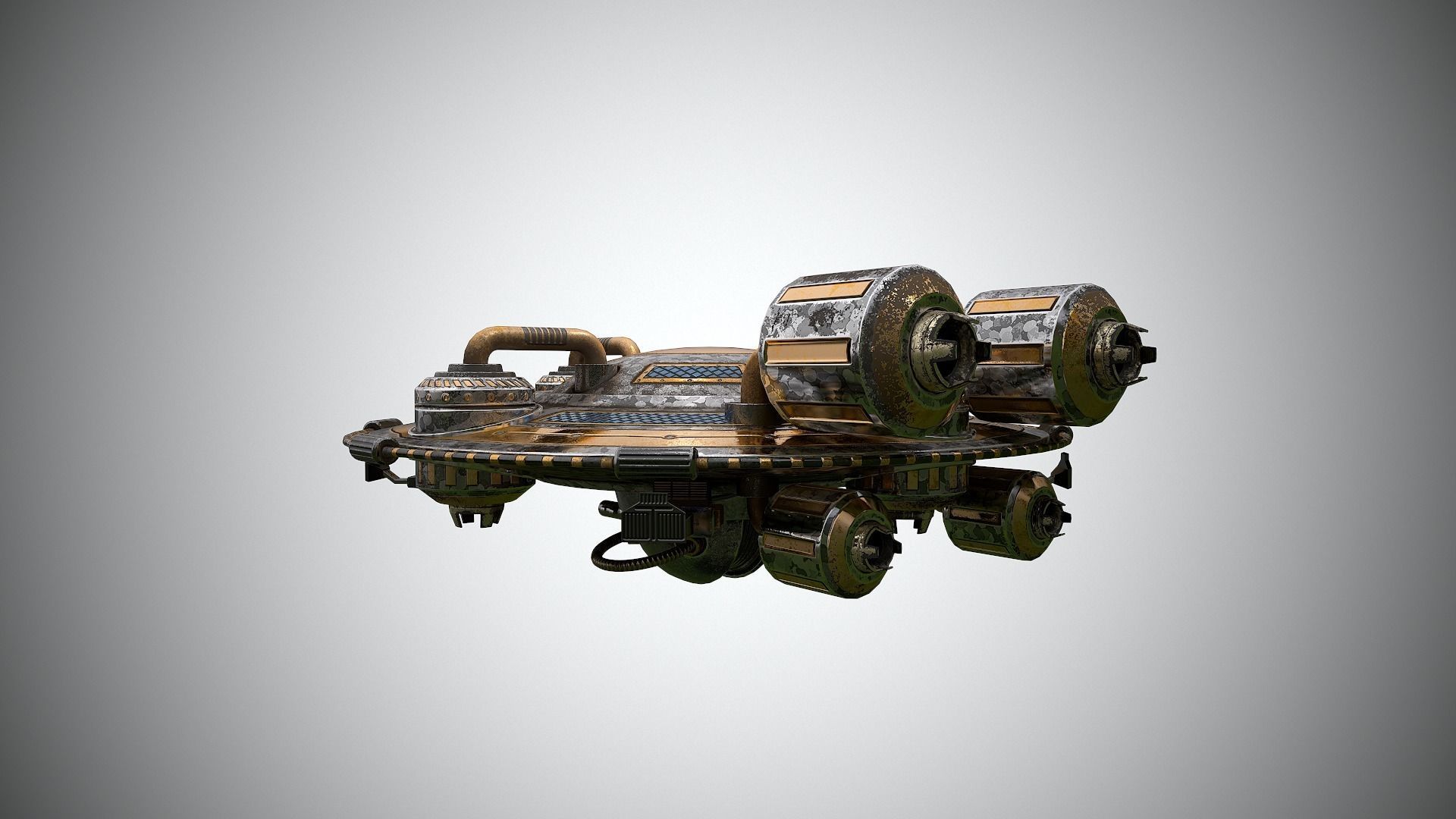 Spaceship Low-poly 3D model_3