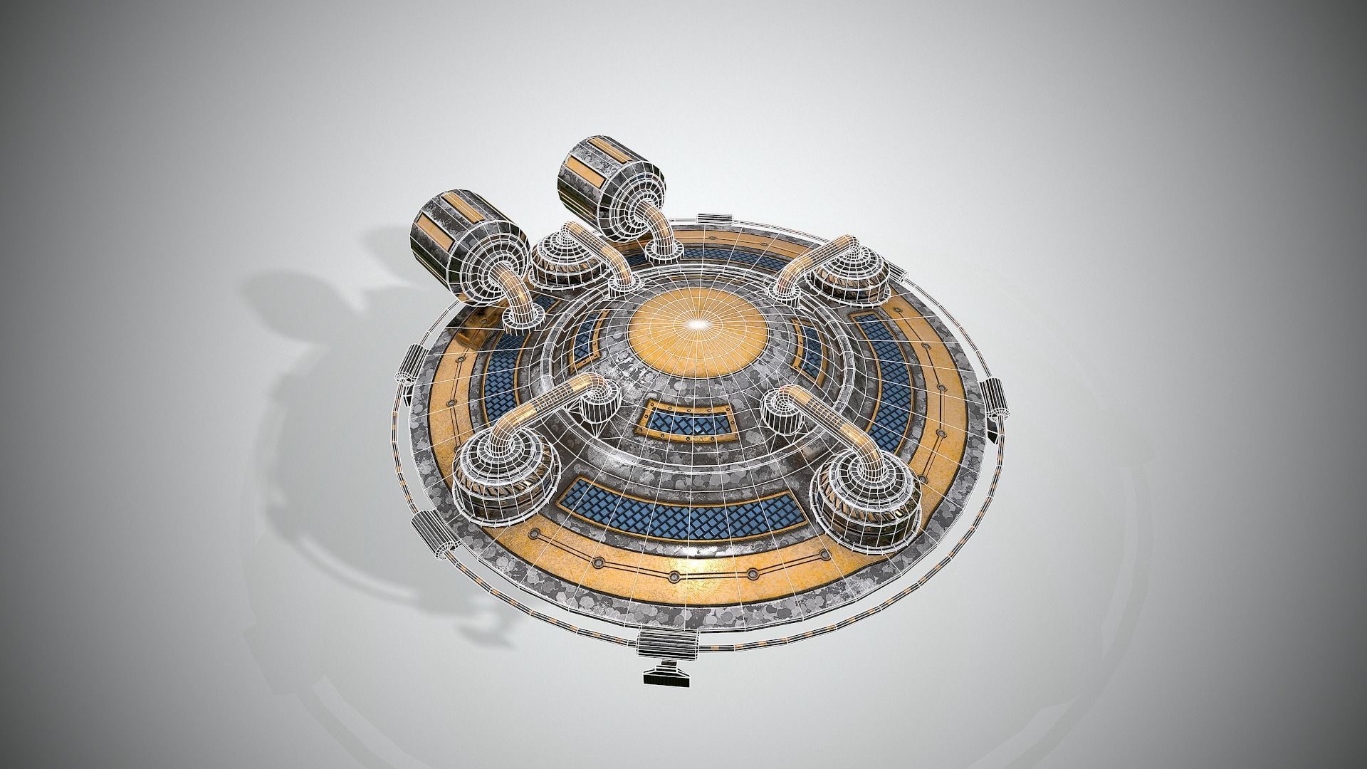 Spaceship Low-poly 3D model_11