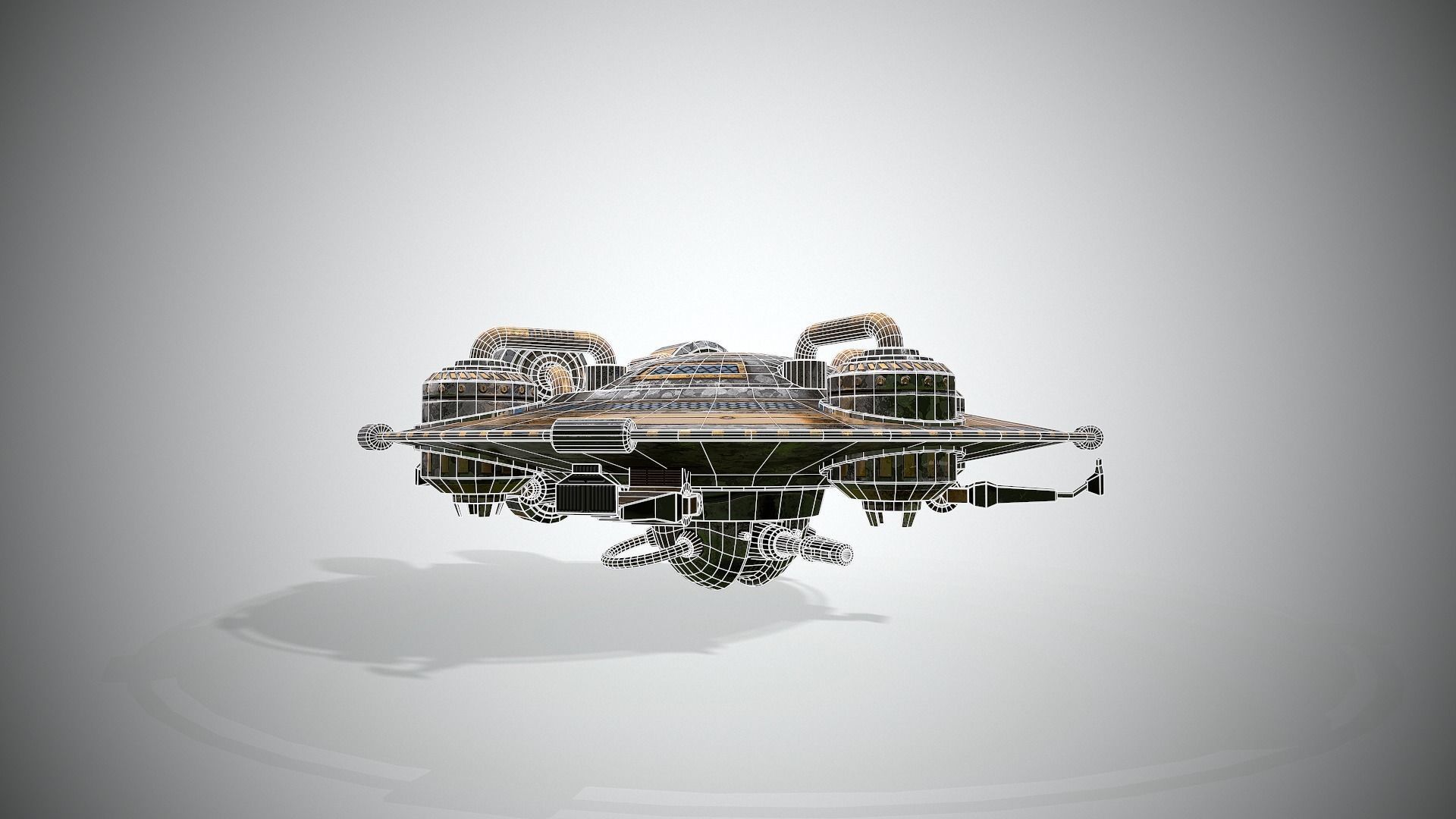 Spaceship Low-poly 3D model_10