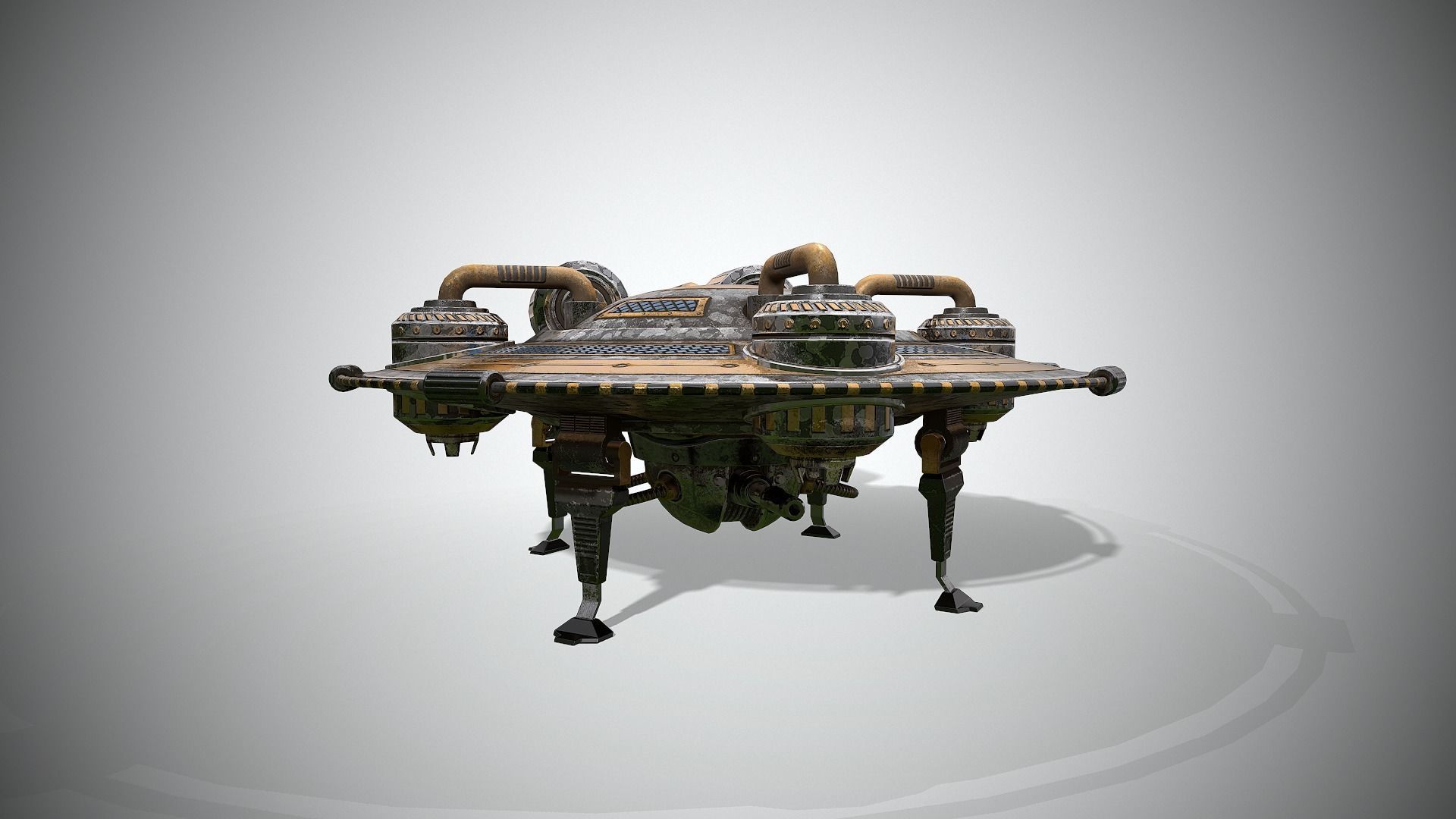 Spaceship Low-poly 3D model_8