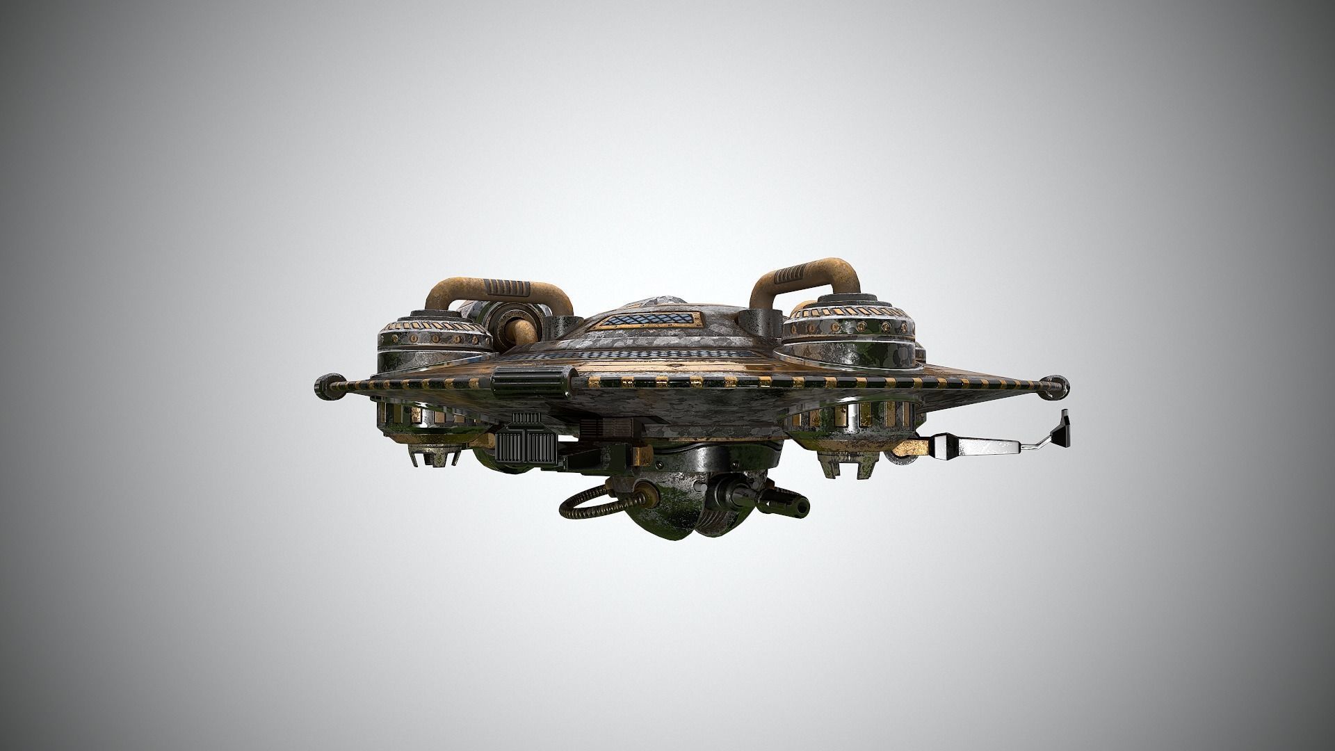 Spaceship Low-poly 3D model_5