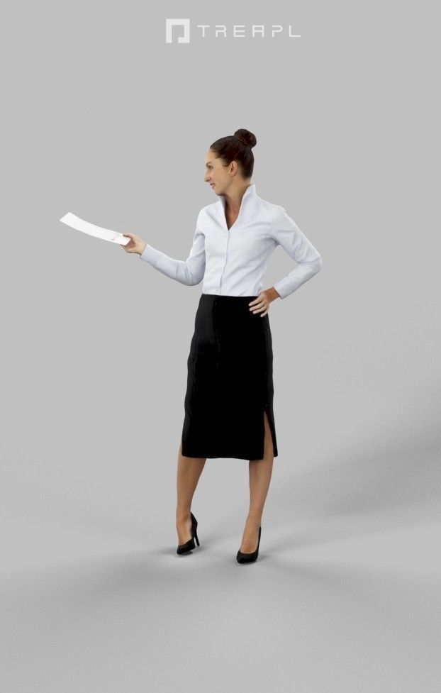 3d crowds and Mirage Midground Business Woman Handing a Document 3D Model Collection_15