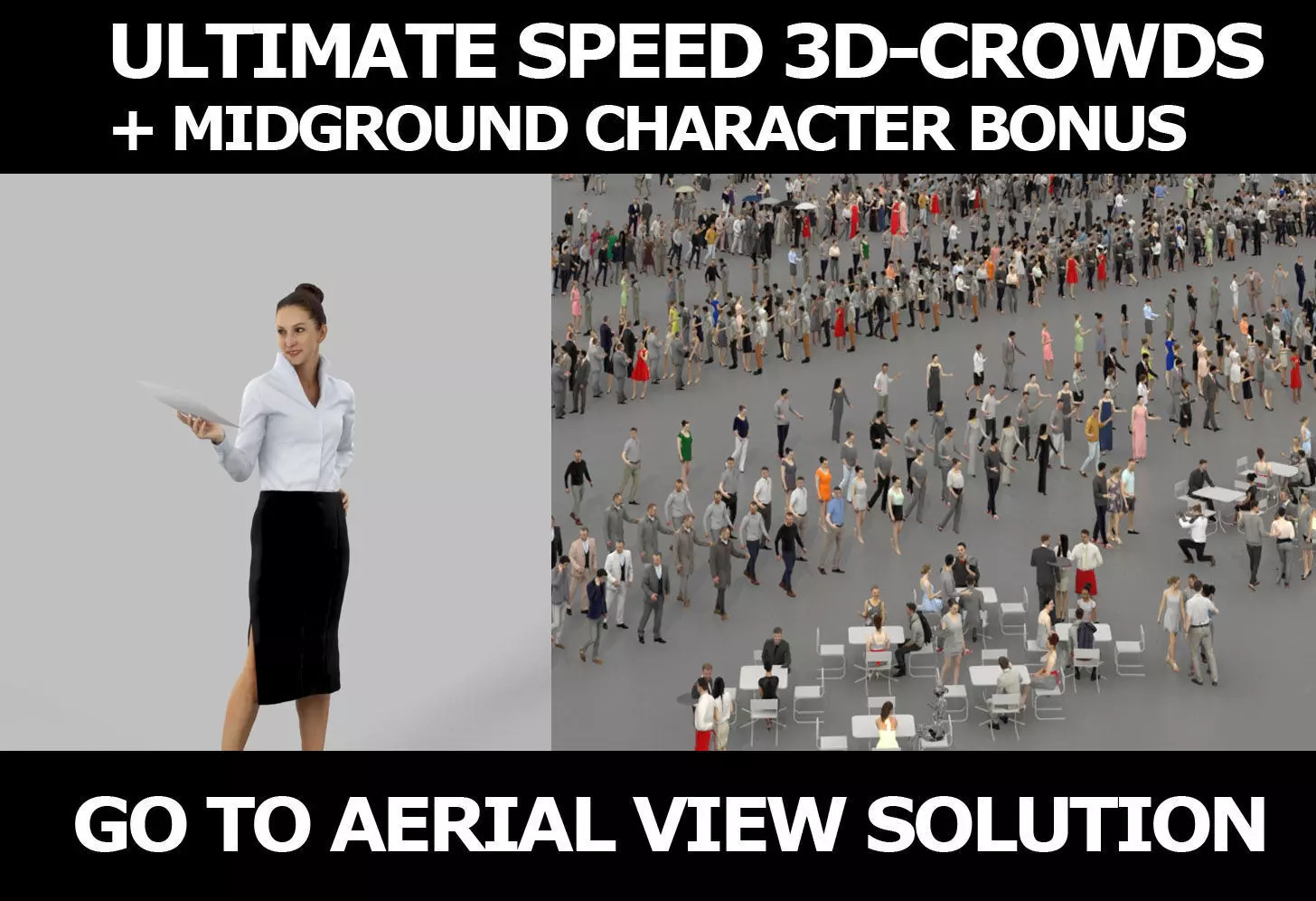 3d crowds and Mirage Midground Business Woman Handing a Document 3D Model Collection_0