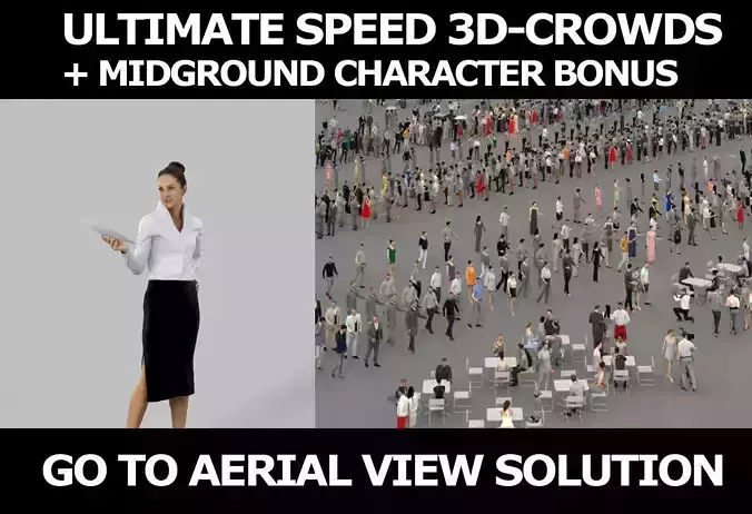 3d crowds and Mirage Midground Business Woman Handing a Document 3D Model Collection