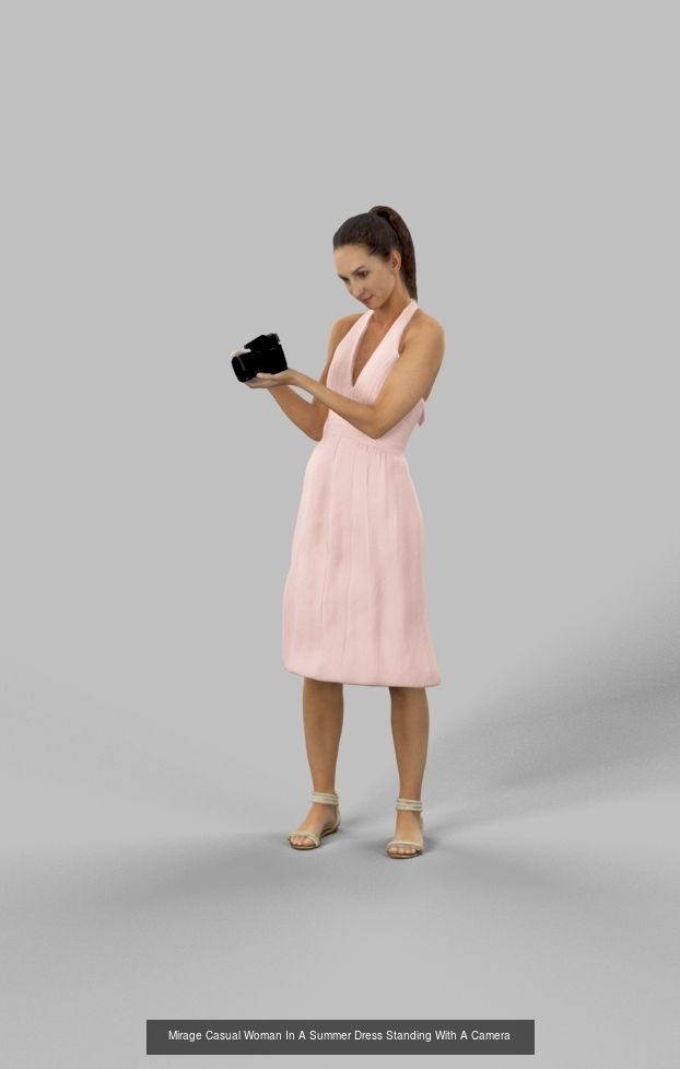 3d crowds and Mirage midground summer Casual Woman with a Camera 3D Model Collection_1