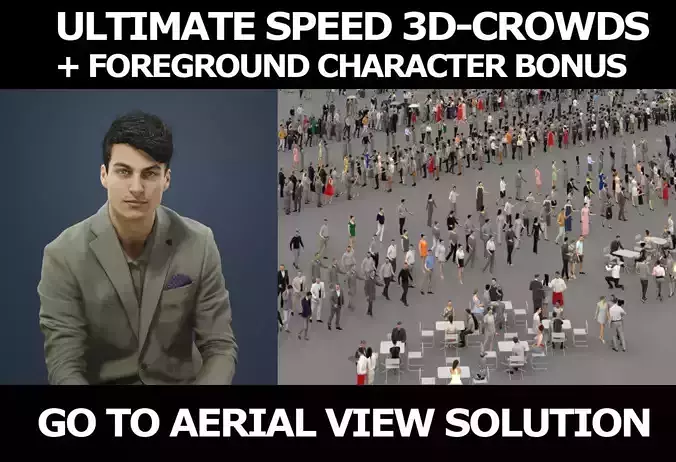 3d crowds and Prime Foreground Smart Casual Sitting Man 3D Model Collection