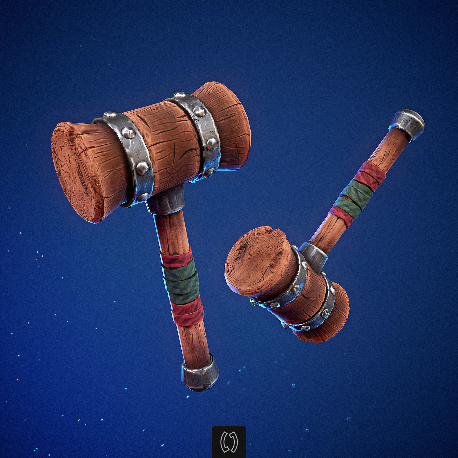 Stylized hammer Low-poly 3D model_0