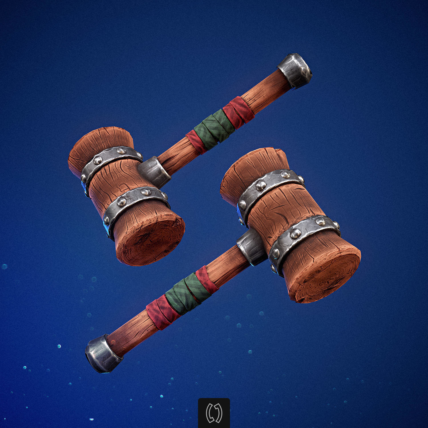 Stylized hammer Low-poly 3D model_1