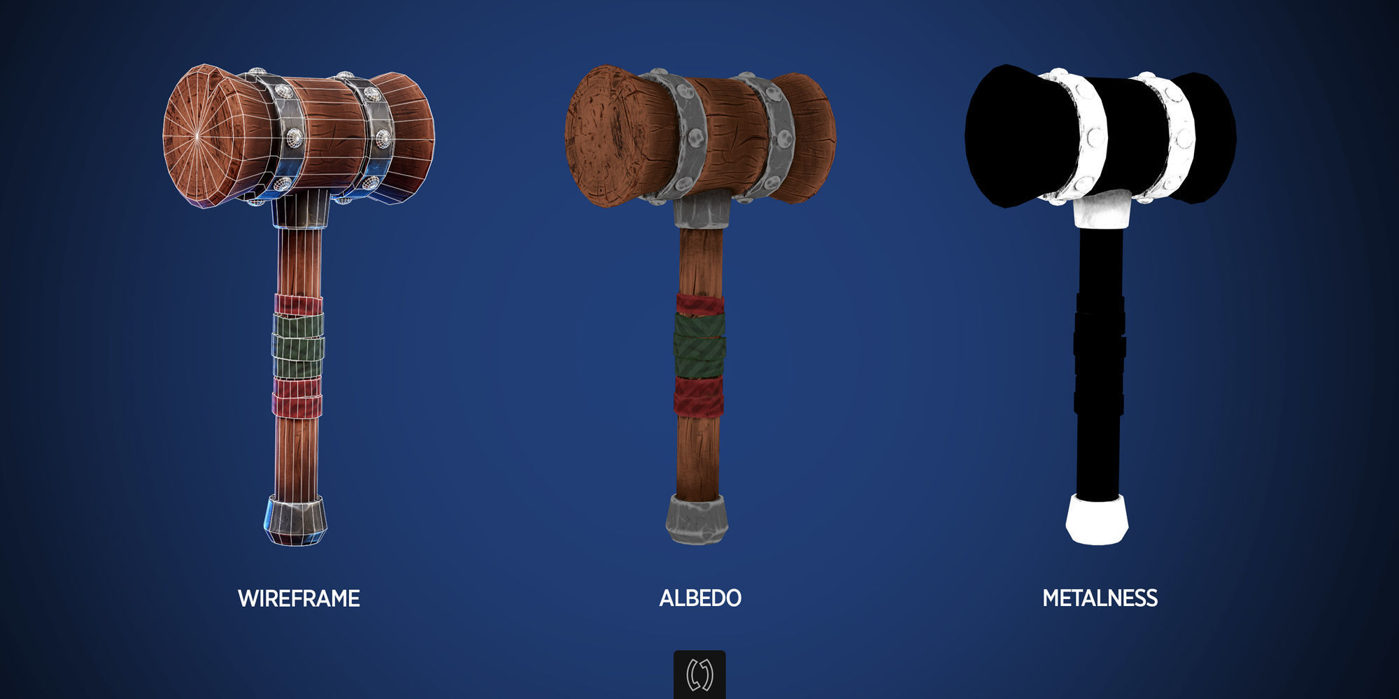 Stylized hammer Low-poly 3D model_2