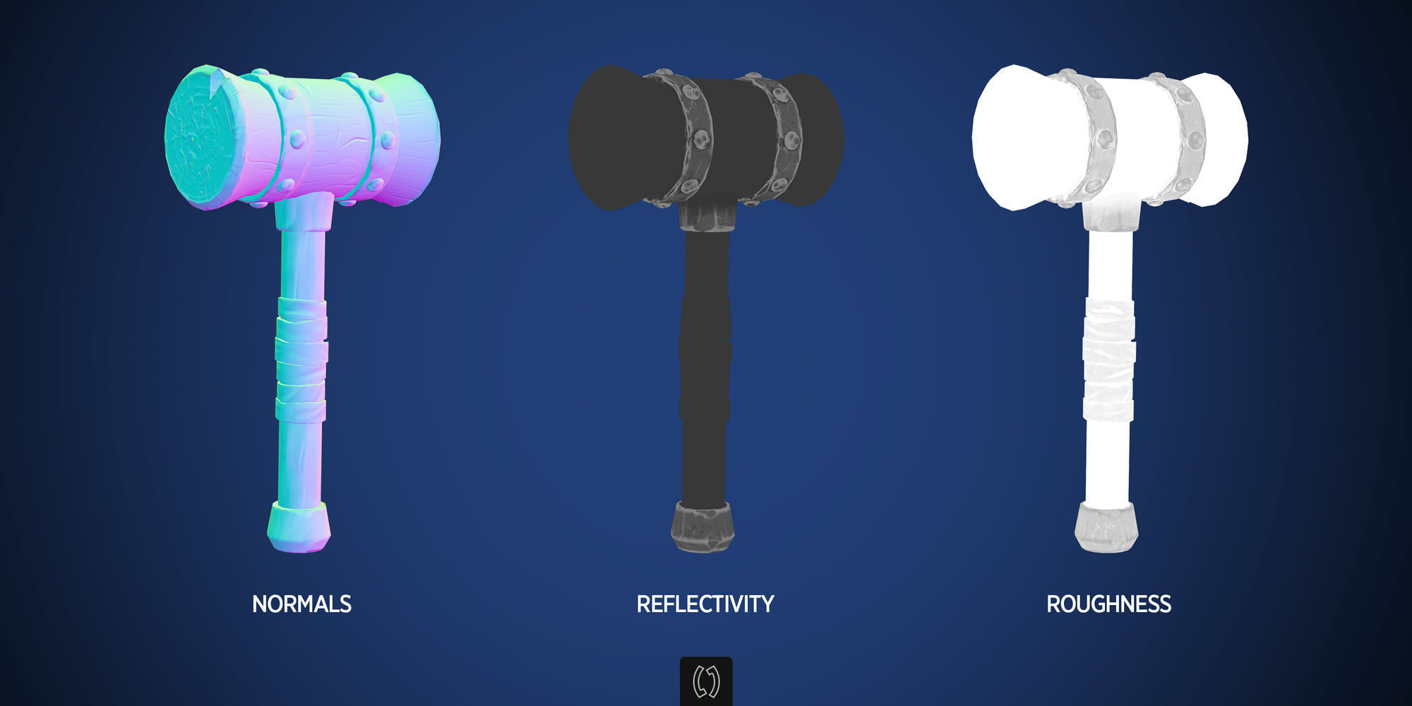 Stylized hammer Low-poly 3D model_3