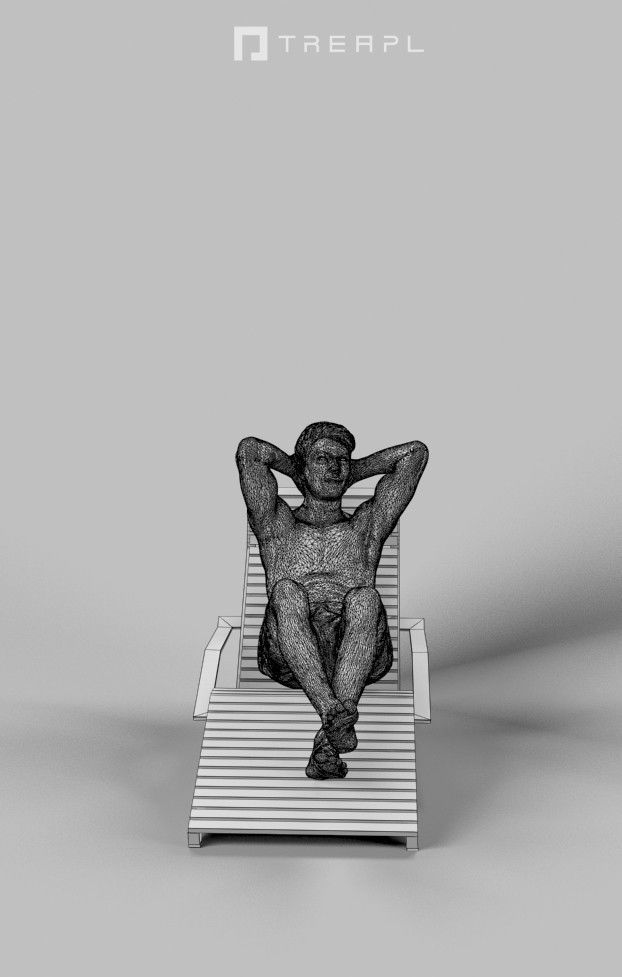 3d crowds and Prime A midground swimsuit Beach Man sitting 3D Model Collection_18