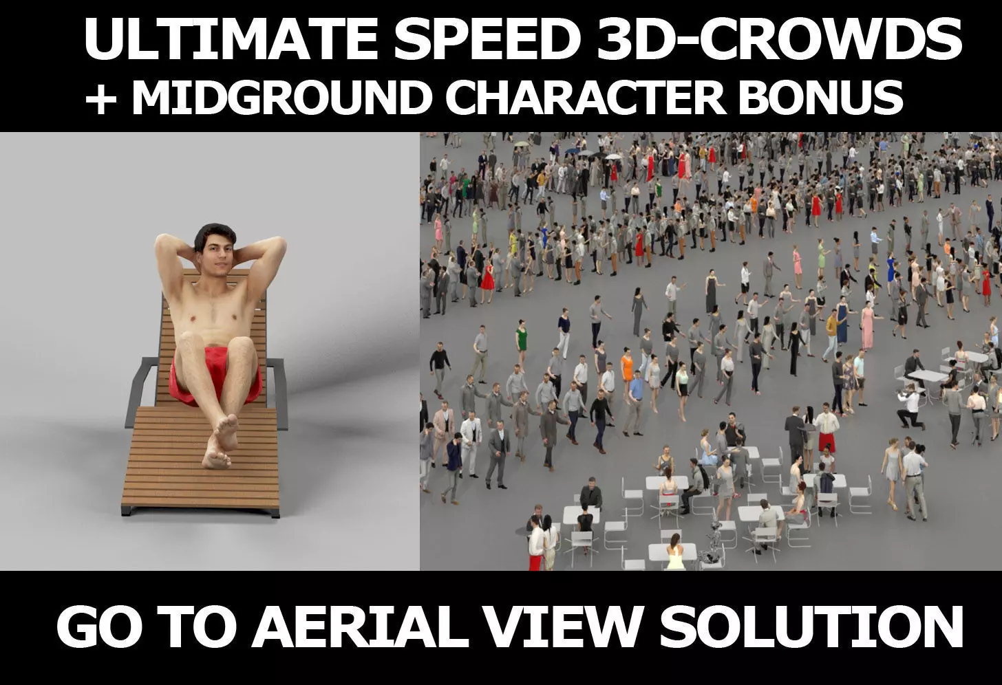 3d crowds and Prime A midground swimsuit Beach Man sitting 3D Model Collection_0