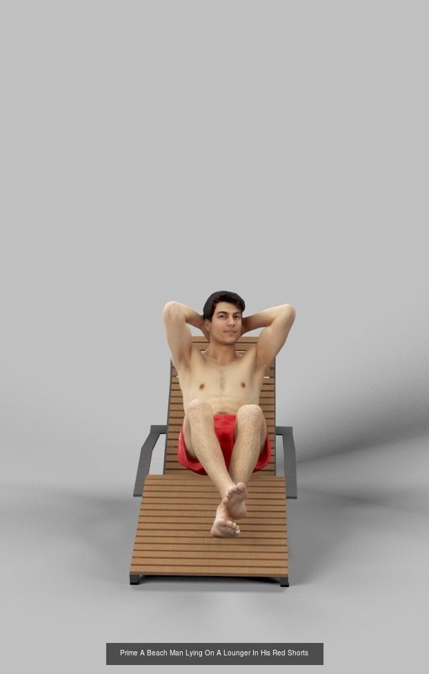 3d crowds and Prime A midground swimsuit Beach Man sitting 3D Model Collection_1