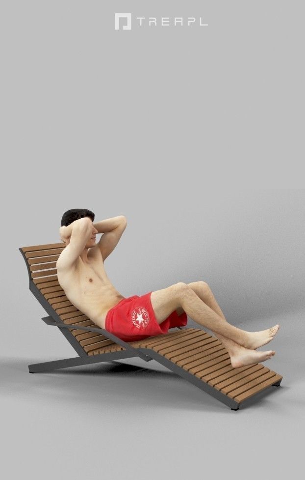 3d crowds and Prime A midground swimsuit Beach Man sitting 3D Model Collection_15