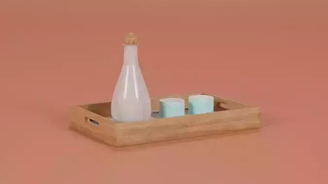 Minimalist wood serving tray Low-poly 3D model