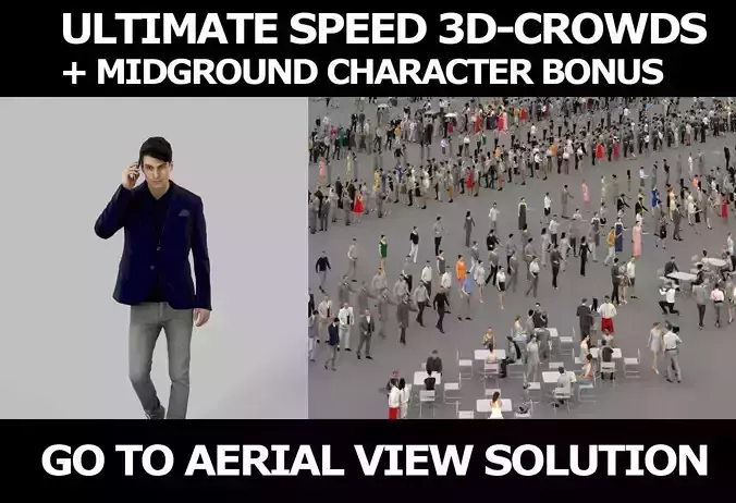3d crowds and Prime A Midground Smart Casual Man Cell Phone 3D Model Collection