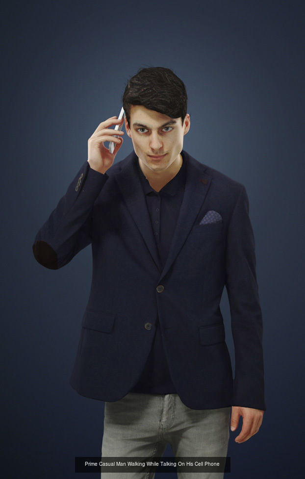 3d crowds and Prime A Foreground Smart Casual Man Cell Phone 3D Model Collection_1