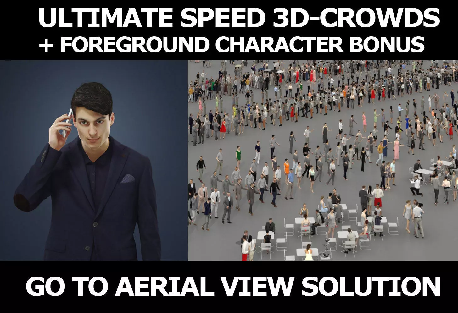 3d crowds and Prime A Foreground Smart Casual Man Cell Phone 3D Model Collection_0
